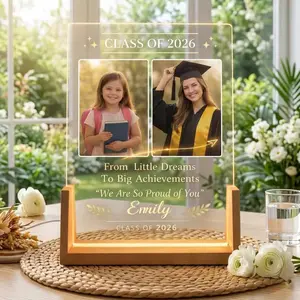 Personalized Graduation Gift LED Acrylic Plaque, Custom Photo Grad Light, Class of 2026 Keepsake, Daughter Son Gift, Proud of You Sign