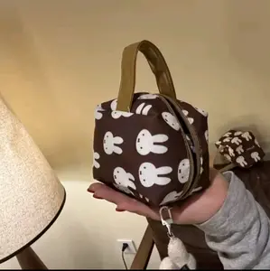 Kawaii Miffys Rabbit Series Sweet and Cute Storage Bag | Creative Cartoon Print Fashion Large Capacity Storage Handheld Portable Canvas Makeup Bag