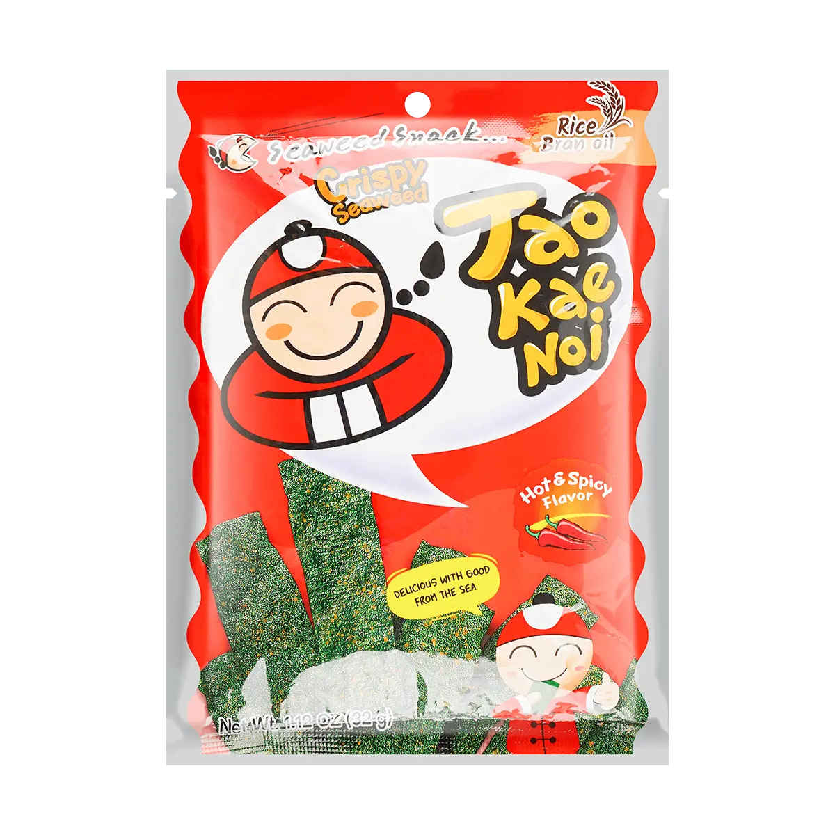 Tao Kae Noi Thai Spicy Crispy Seaweed Snacks - Thick Cut, 32g, Popular Korean Snack