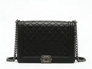 Pre-owned CHANEL Le Boy Black Silver Single Shoulder Bag 30*8*22.5cm th260411020