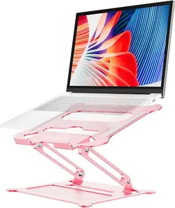 [LIMITED TIME DEAL] Laptop Notebook Stand Holder Adjustable Ultrabook Stand Riser Portable Compatible with MacBook Air Pro HP Dell XPS Lenovo All laptops 10-15.6"(Rose Gold)