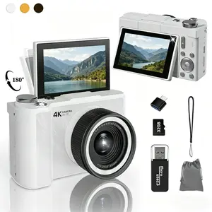 Spring New Upgraded Digital Camera for Photography with Fill Light, Vlogging Camera,  Zoom Compact Cameras, Flip Screen Camera,  Vlogging Camera with 32GB Card, Point and Shoot Digital Cameras, Perfect Holiday Gift