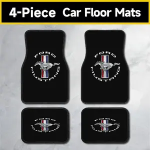 4-Piece American Muscle Horse Car Floor Mats, Universal Fit for Trucks, SUVs & Sedans, Non-Slip Durable Floor Liners, Stain-Resistant Sporty Muscle Print Auto Accessories front