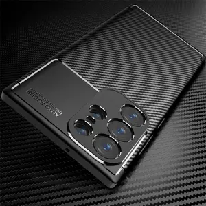 Carbon Fiber Pattern Phone Case, 1 Count Shockproof Phone Protective Cover, Phone Accessory Compatible with Samsung Galaxy S24 Ultra/S23 Ultra/S22 Ultra