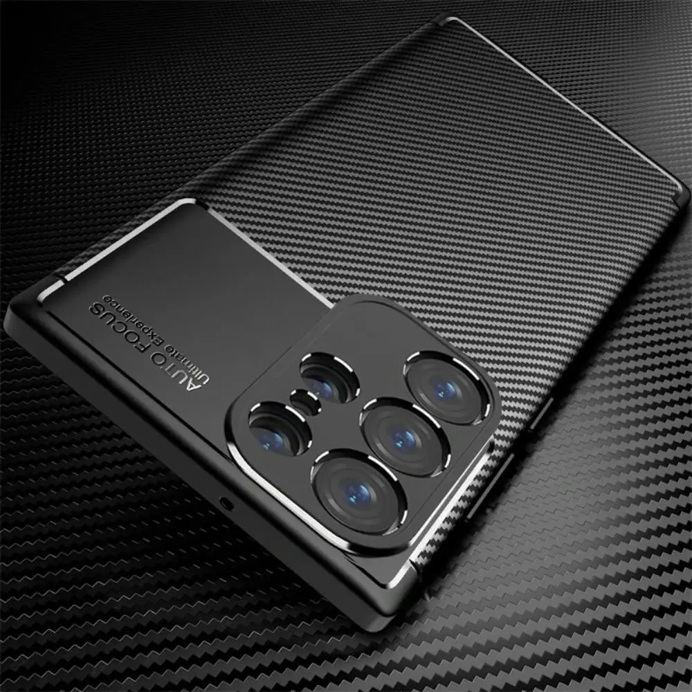 Carbon Fiber Pattern Phone Case, 1 Count Shockproof Phone Protective Cover, Phone Accessory Compatible with Samsung Galaxy S24 Ultra/S23 Ultra/S22 Ult