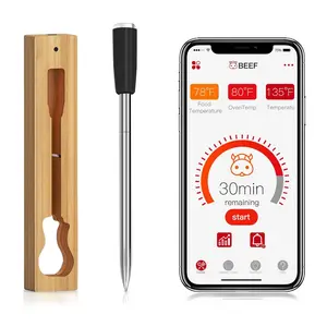Smart wireless meat thermometer bluetooth meat thermometer wireless with appenabled technology for bbq grill oven smoker perfect for steak chicken turkey dishwasher safe