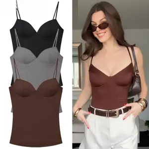 Aria Muse  Burgundy Slip Top Women Summer Sexy Corset Tanks & Camis Fashion Sleeveless Backless Bra Top Chic Elegant Bustier Camisole