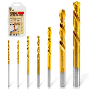7PCS M35 Cobalt Left Hand Drill Bits Set for Removing Broken Stubs, Bolts and Screws, Reverse Twist Drill Bits, 5/64",7/64",5/32",1/4",19/64"