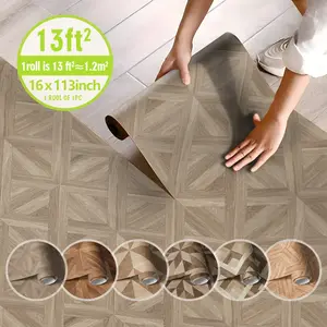 Self-adhesive wood-grain pattern floor tiles: Peel and stick, waterproof PVC material, cut-to-size, scratch-resistant, and easy to clean. Ideal for kitchen floors, laundry rooms, entryways, hallways, balconies, and floor decoration or renovation.