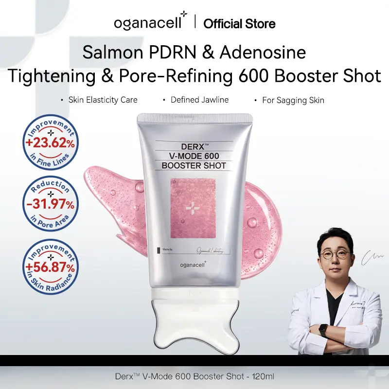 Oganacell Salmon PDRN 600 Booster Shot for Skin Tightening, Pore Refining & Radiance, At-Home Facial Care for Sagging Skin | Korean Skincare