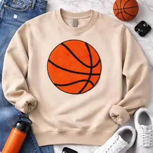 Fluffy Basketball Patch – Soft Textured Sports Appliqué