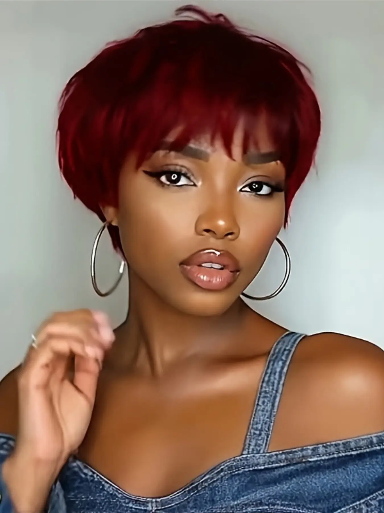99J Colored Wig Straight Wig Pixie Cut Wig for Women Christmas Wig Full Machine Made Wig 150% Density 6 Inch