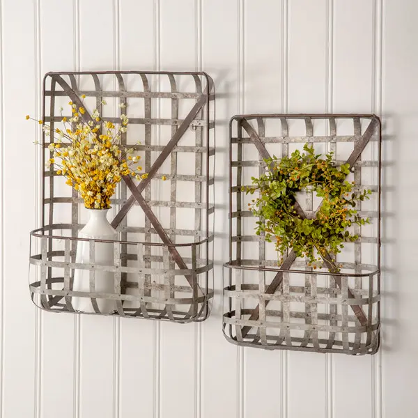 Metal Tobacco Wall Pockets - Set of 2