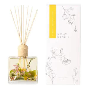 Rosy Rings Lemon Blossom & Lychee Botanical Reed Diffuser 13 oz - Lasts 6-12 Months Aromatherapy
