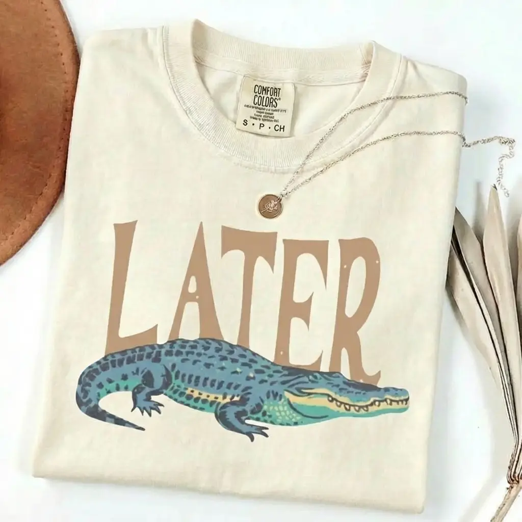 Comfort Color Later Gator T-Shirt, Vintage 90s Style TShirt, Funny Graphic Alligator Tee, Gift For Him Or Her - ShamCren Womenswear