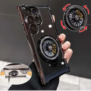 [LX]Rotating Gyro Bracket Phone Case, Anti-Drop Phone Protective Cover, Cellphone Protector, Phone Accessories Compatible With Samsung Galaxy S24 S23 S22 Plus Ultra