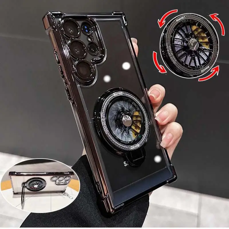 Rotating Gyro Bracket Phone Case, Anti-drop Phone Protective Cover, Phone Accessories Compatible with Samsung Galaxy S24 S23 S22 Plus Ultra