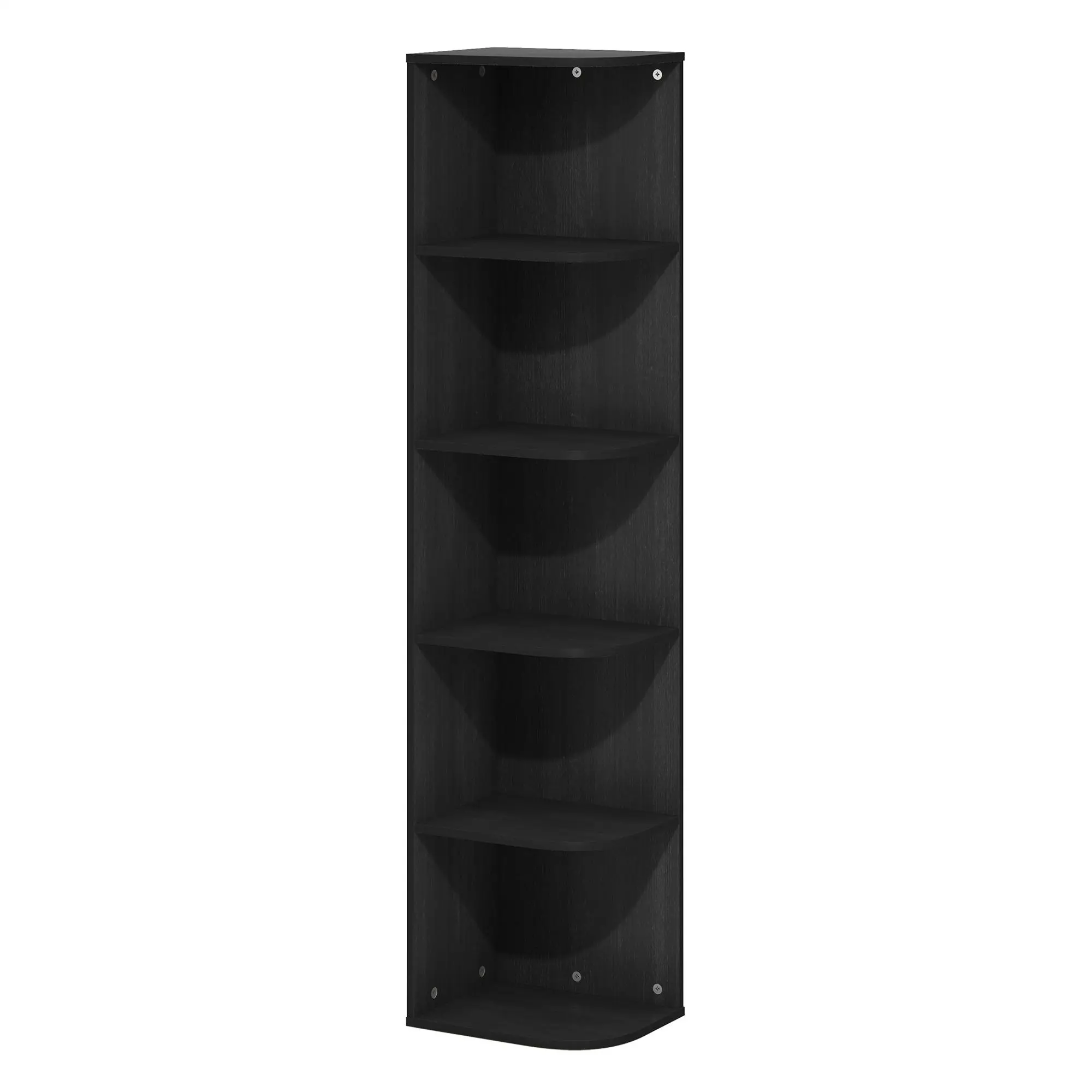 Modern Corner Bookshelf - Freestanding 5-Tier Wooden Corner Storage Unit, Stylish Open Shelves Organizer, 9.3x12x51.7in for Living Room, Home Office