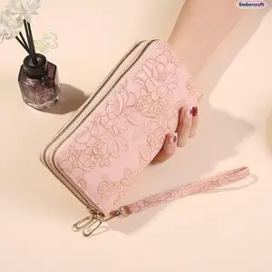 Women's Large-Capacity Zipper Clutch Wallet - Double-Layer Wristlet with Phone Pocket, Lightweight Stylish Daily Wallet for Travel, Shopping, Gifting
