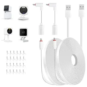 20FT Power Extension  for Wyze Cam v4, Wyze Cam Pan v3, Wyze OG, Wyze Cam v3, and v3 Pro Indoor/Outdoor,  Flat  USB  Power Cord for  Camera 2 Pack