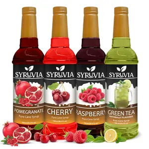 Syruvia Refreshing Flavor Collection, Variety Pack – Pomegranate, Cherry, Raspberry & Green Tea Flavored Syrup – Great for Iced Teas, Lemonades, Sodas & More – 25.4 Fl oz (4 Pack)