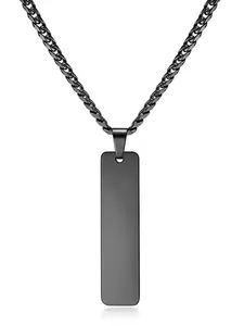 10mm Military Badge Laser Engraving Necklace, Simple Fashion Male Pendant, Sweater Chain, Trendy Neckwear for Men