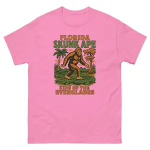 Florida Skunk Ape – Pink Tee | King of the Everglades Funny Cryptid Shirt