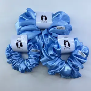 A&J Scrunch Blue Satin Scrunchies