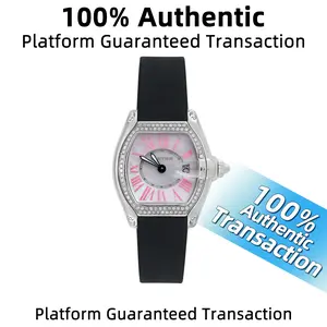 Cartier Roadster Collection W6206006 Aftermarket leather strap with original buckle and diamond-set bezel 37×32mm  White dial Stainless steel with aftermarket diamonds Quartz movement WHT018685