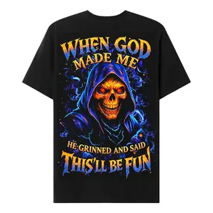 Chaosmoda Generation X Custom Year Skull Graphic Tee | When God Made Me He Grinned Funny Vintage T-Shirt
