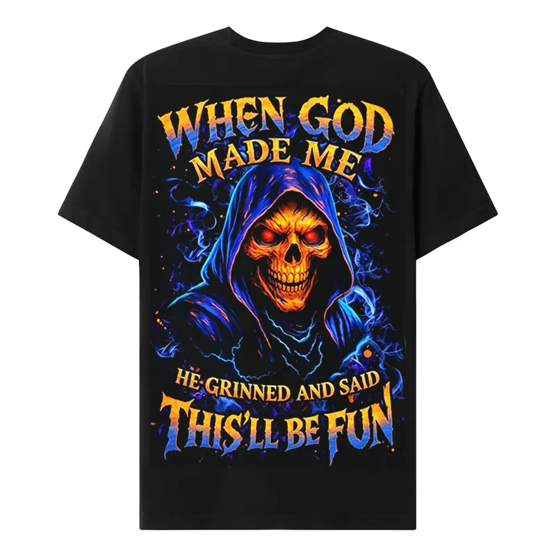Chaosmoda Generation X Custom Year Skull Graphic Tee | When God Made Me He Grinned Funny Vintage T-Shirt
