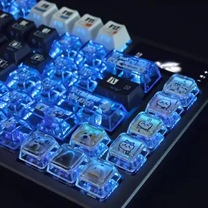 Stylish Customized Transparent Keycap, Cute Cartoon Keycap for Computer Accessories, Unique Keycap Keyboard, Gift for Boyfriend, Gift for Girl Friend, Customized Kepcap Mechanical Keyboard, Anime Transparent Keycaps for 6.26u Keyboard 61/87/96/98/104/108