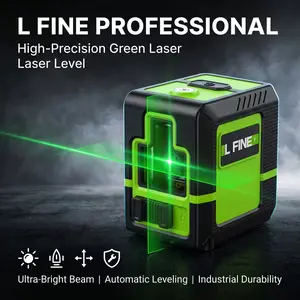 L FINE 100Ft Green Cross Laser Level | Self-Leveling with Brightness & Pulse Mode | Perfect for Hanging Pictures, Tiling & DIY