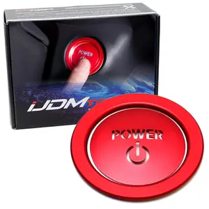 iJDMTOY Sports Red Power Symbol Push Start Button Decoration Cover & Surrounding Ring Trim For Toyota Camry Venza Tundra Prius Avalon RAV4 Sienna Corolla Hybrid Electronic EV, etc