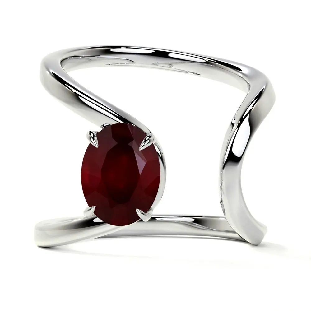Natural Oval Cut Ruby Solitaire Ring (1.00cts)-RRB617-7X5-AA Natural Oval Cut Ruby Solitaire Ring (1.00cts)-RRB617-7X5-AA