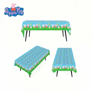 3PCS Peppa Pig Officially Licensed Paper Tablecloth Set Disposable Party Table Covers for Birthday Celebrations Holiday Events Gatherings Picnic Catering Use Festive Dining Table Protection