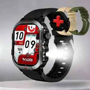 IP68 Smart Watch for Men 2.01" HD Fitness Tracker with Call and Dial Integration 100+ Sports Modes AI Voice Control LED Lighting Android and iPhone Compatible Includes Silicone Straps and Two Bonus Bands