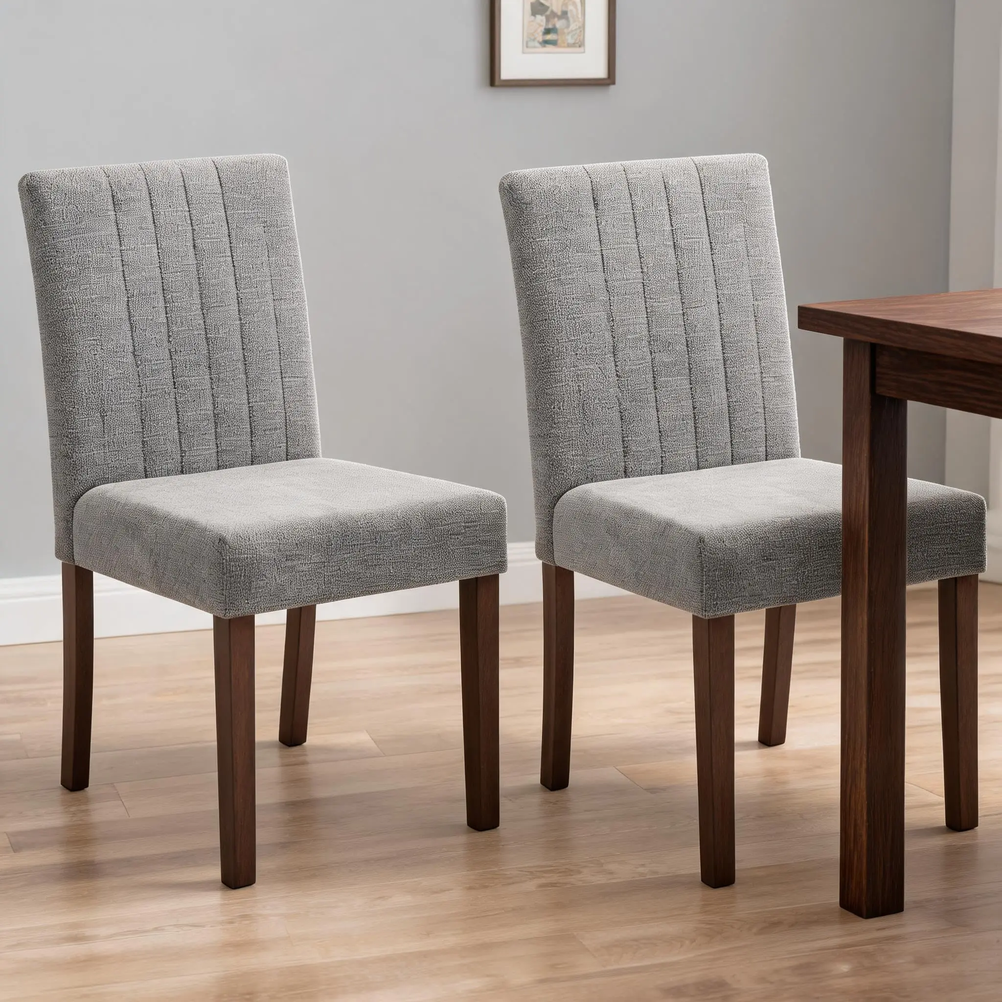 Garvee 2-Piece Modern Upholstered High-Back Parsons Dining Chairs - Soft Linen Fabric, Sturdy Wood Legs, Easy Assembly - Ideal for Dining Room, Bedroom, Chair For Bedroom