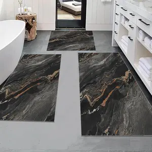 Marble Pattern Bath Mat, 3 Counts/set Non-slip Absorbent Bathroom Mat, Soft Comfortable Bathroom Mat, Suitable for Bathroom, Shower, Laundry Room, Bedroom, Living Room, Bathroom Rug Set