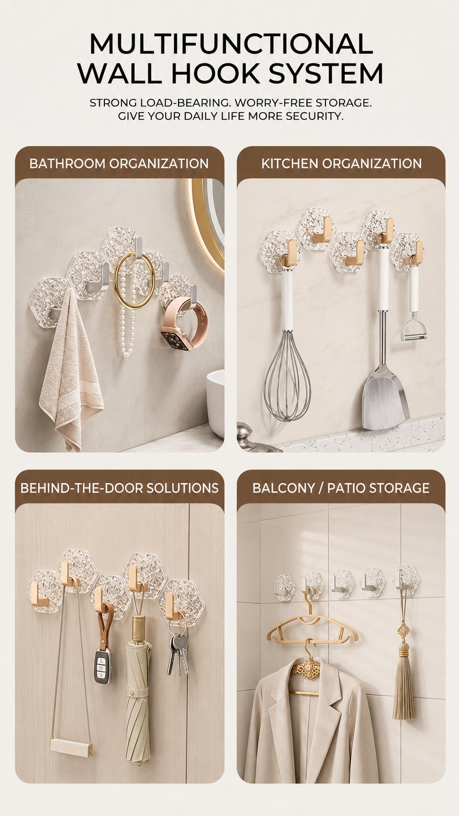 Home organizer wall hooks