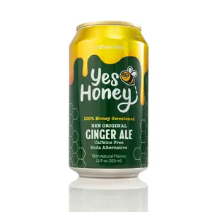 Yes Honey Ginger Ale 100% Honey Sweetened Soda Gluten Free natural ginger flavor  Caffeine Free beverage 11 oz 12 Cans US Alpha Gal Friendly better for you drink