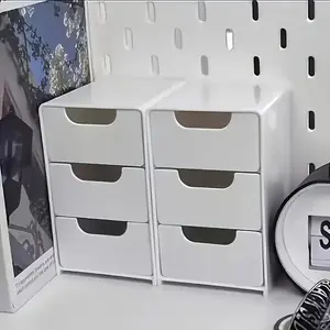 3-Tier Drawer Storage Box, Heavy-duty plastic construction, space-saving design, for home offices, vanities, bathrooms, and desks, Jewelry, cosmetics, stationery organizer, White storage tray, desktop drawer organizer, vanity box with Drawers Organization