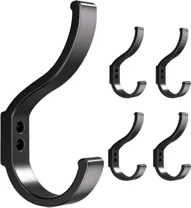 5 Pack Coat Hooks Heavy Duty for Backpack(30LBS),Decorative Black Wall Hooks for Hanging Jackets Hats Robes Purse Clothes,A Modern Home Deco for Your Bathroom Kitchen Entryway