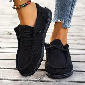 Plus Size Women's Soft Sole Platform Low-top Slip On Comfy Shoes, Solid Color Casual Sneakers