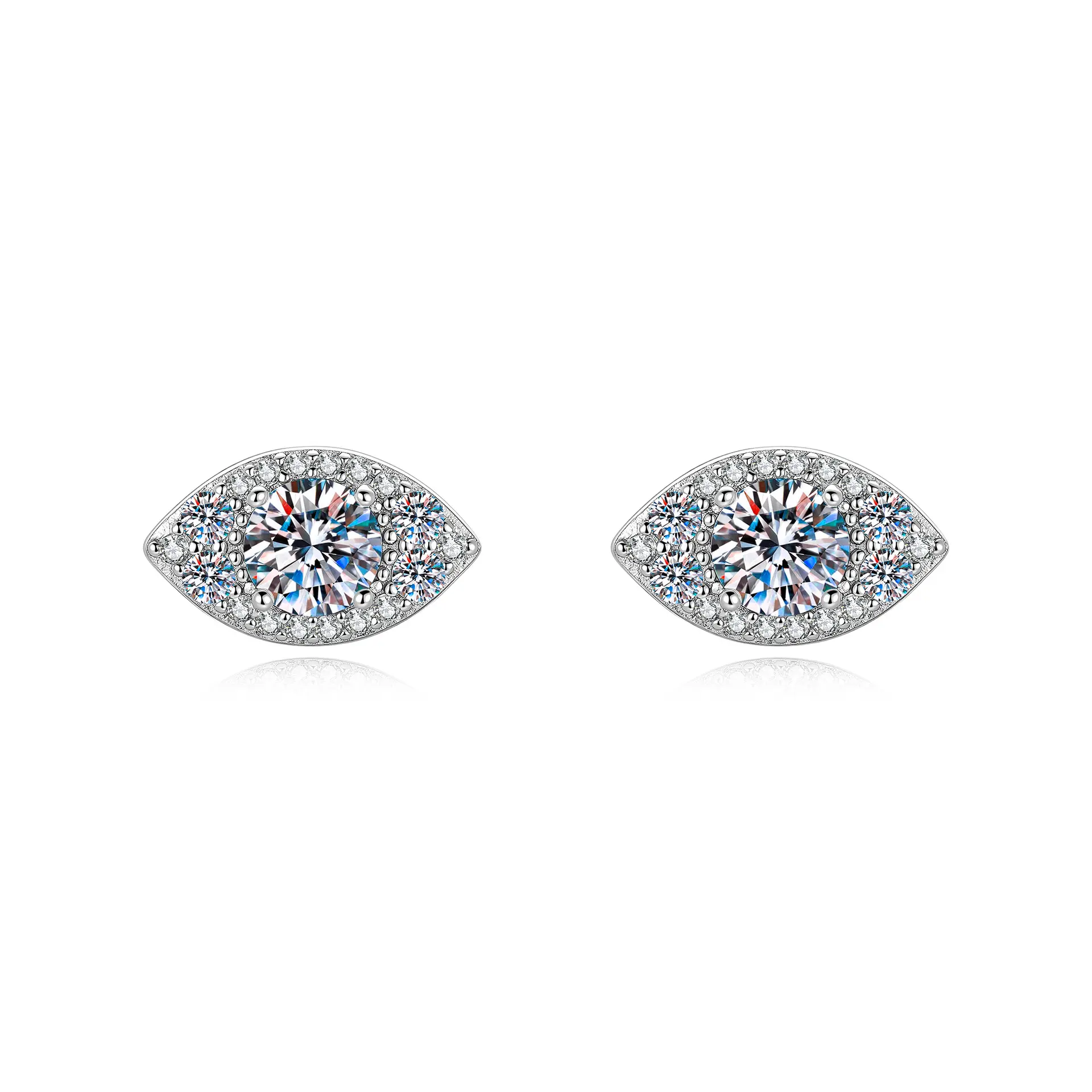 (Evil Eye Earrings) 925 Sterling Silver Synthetic Moissanite Earrings,round moissanite earrings, sparkling round studs, classic stud earrings, round solitaire studs