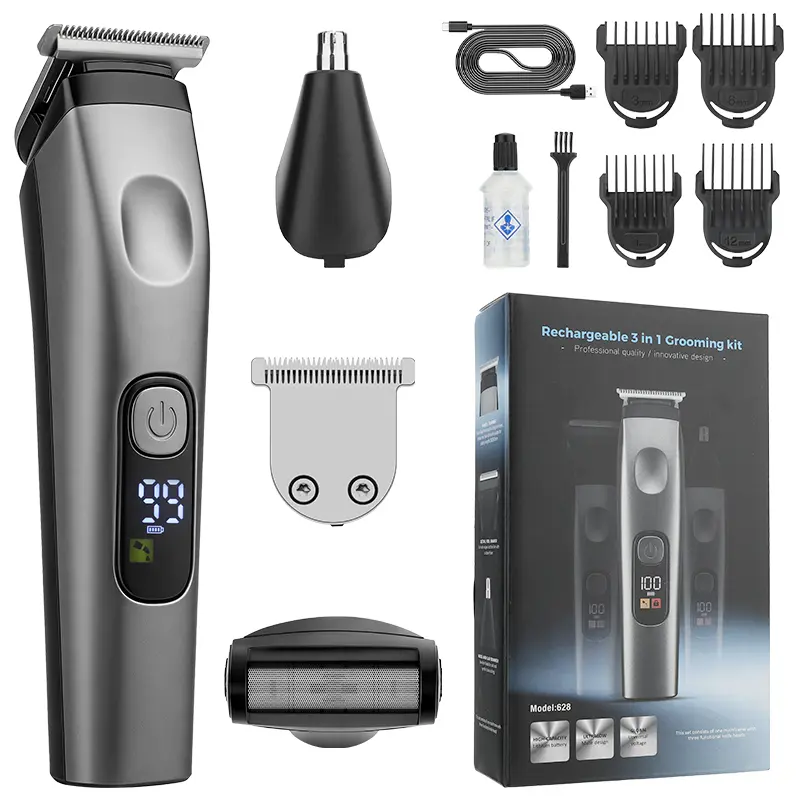 3-in-1 Electric Hair Clipper for Men – Multifunctional Grooming Kit with Beard Trimmer & Nose Hair Trimmer, Household Sculpting Trimmer