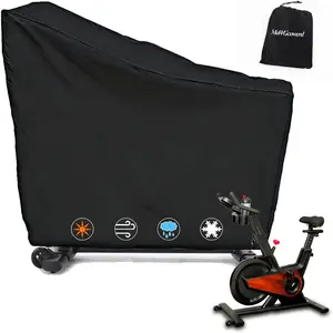Exercise Bike Cover, Upright Indoor Cycling Protective Cover, Oxford Waterproof Fabric, Windproof, Dustproof, UV Resistant for Peloton, Schwinn, NordicTrack, Ideal for Indoor and Outdoor Use (Black)