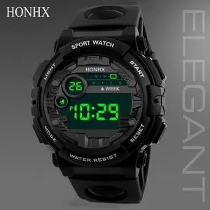 Stylish Men's Digital Watch (Black, Blue, and White) – Outdoor Sports Watch for Young Students with LED Display for Nighttime Visibility