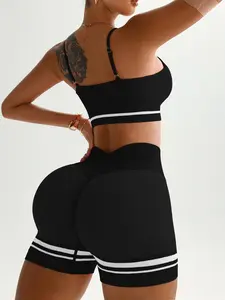 Gym Sets for Women 2 Piece Seamless Sports Bra and High Waist Booty Gym Shorts for Ladies activewear Tracksuit Work out Clothes