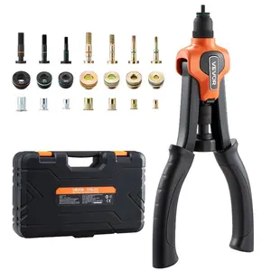 fathersdaygift VEVOR Rivet Nut Tool Kit, 14-Inch Two-Handed Rivnut Tool Kit, with 7 Mandrels and 70 Nuts, Metric and SAE Size M6, M8, M10, 10-24, 1/4-20, 5/16-18, 3/8-16 UNC, with a Carrying Case, for Home, Auto